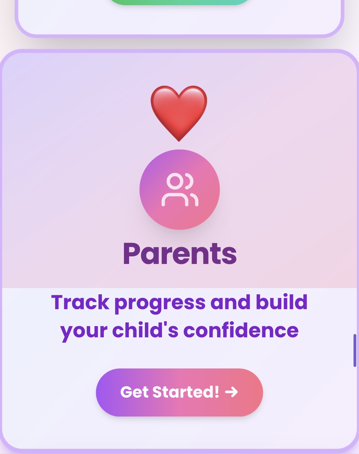 Parent Dashboard — Knowledge Forge app screen