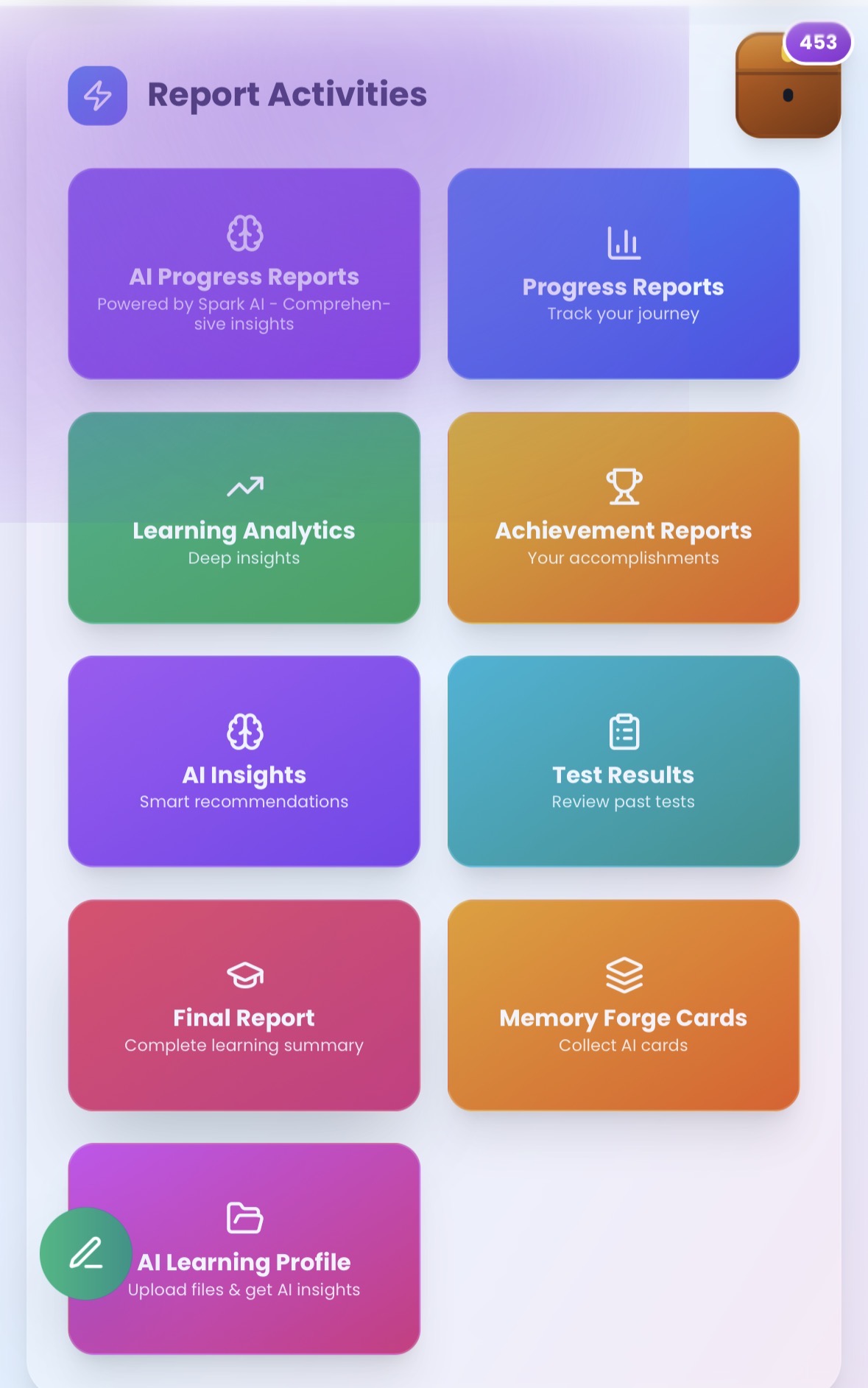 AI Progress Reports — Knowledge Forge app screen